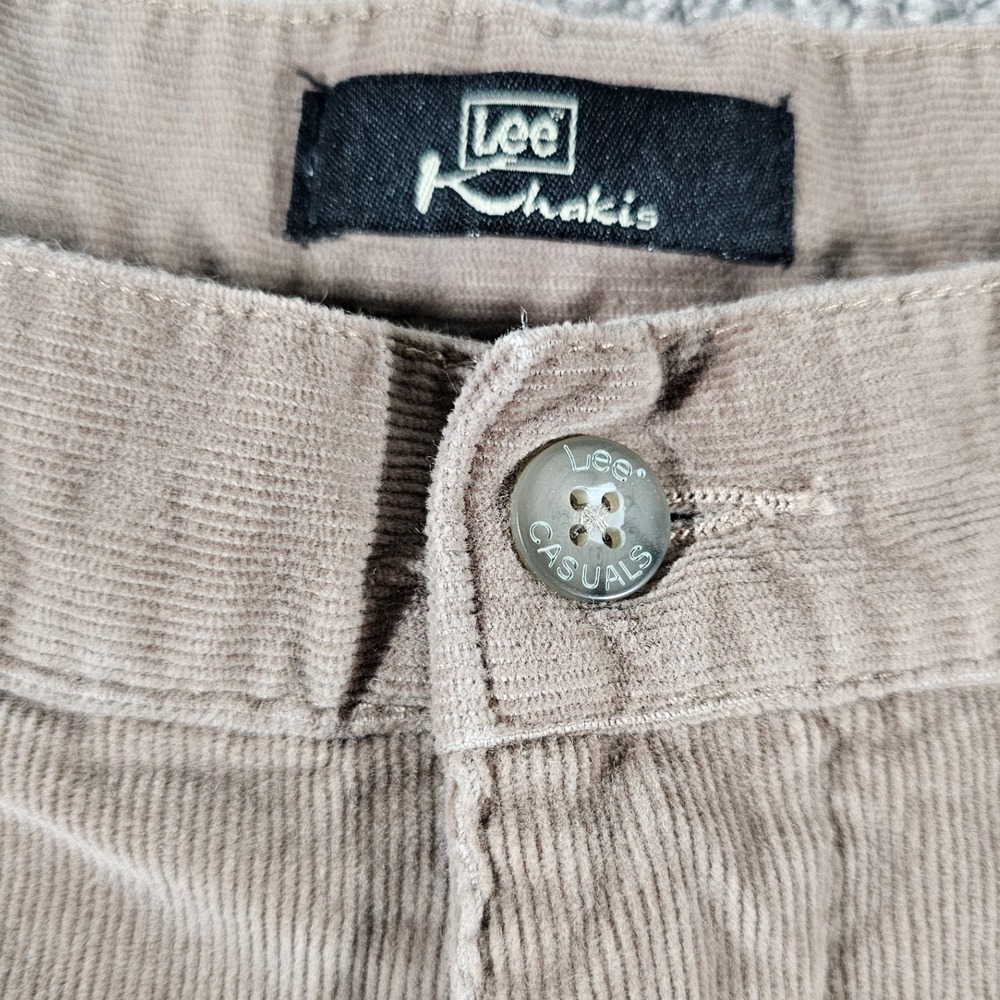 Vintage Lee Khakis Corduroy Pants Womens 16M Tan Straight Leg Stretch Casual - Picture 2 of 9